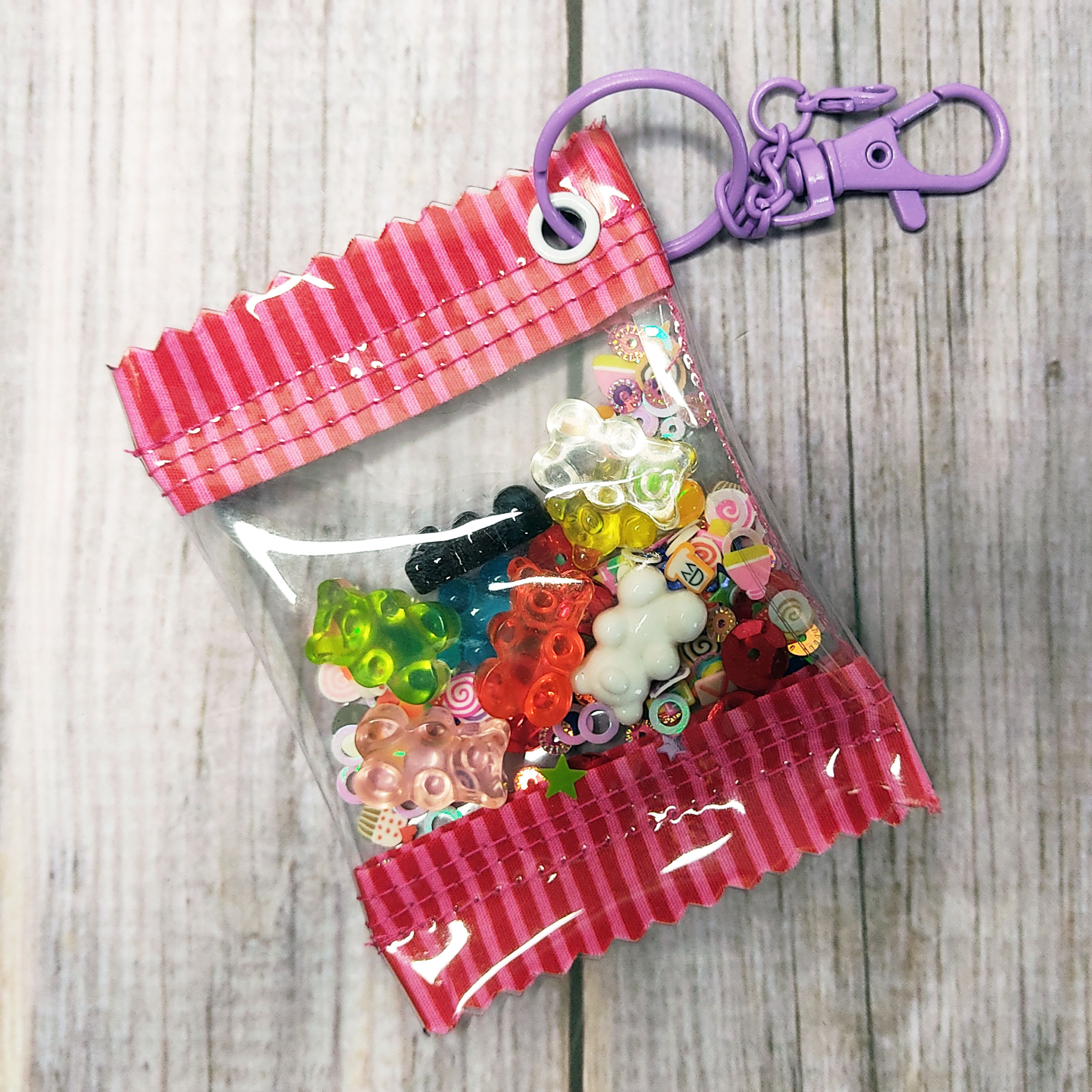 Candy Shaker | Gummibärchen - Taschenanhänger - pink/stripes | Kawaii Bag Charm