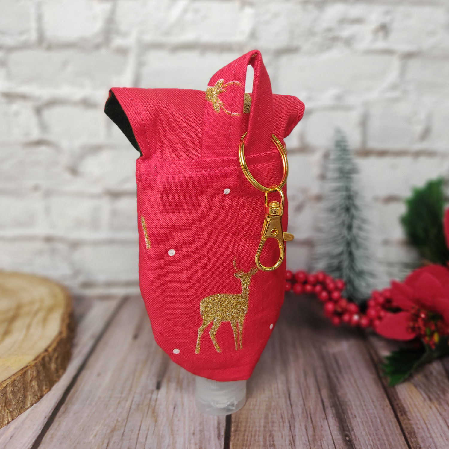 X-Mas Desinfektionsmittel Tasche | Gold-Hirsch – Bild 3