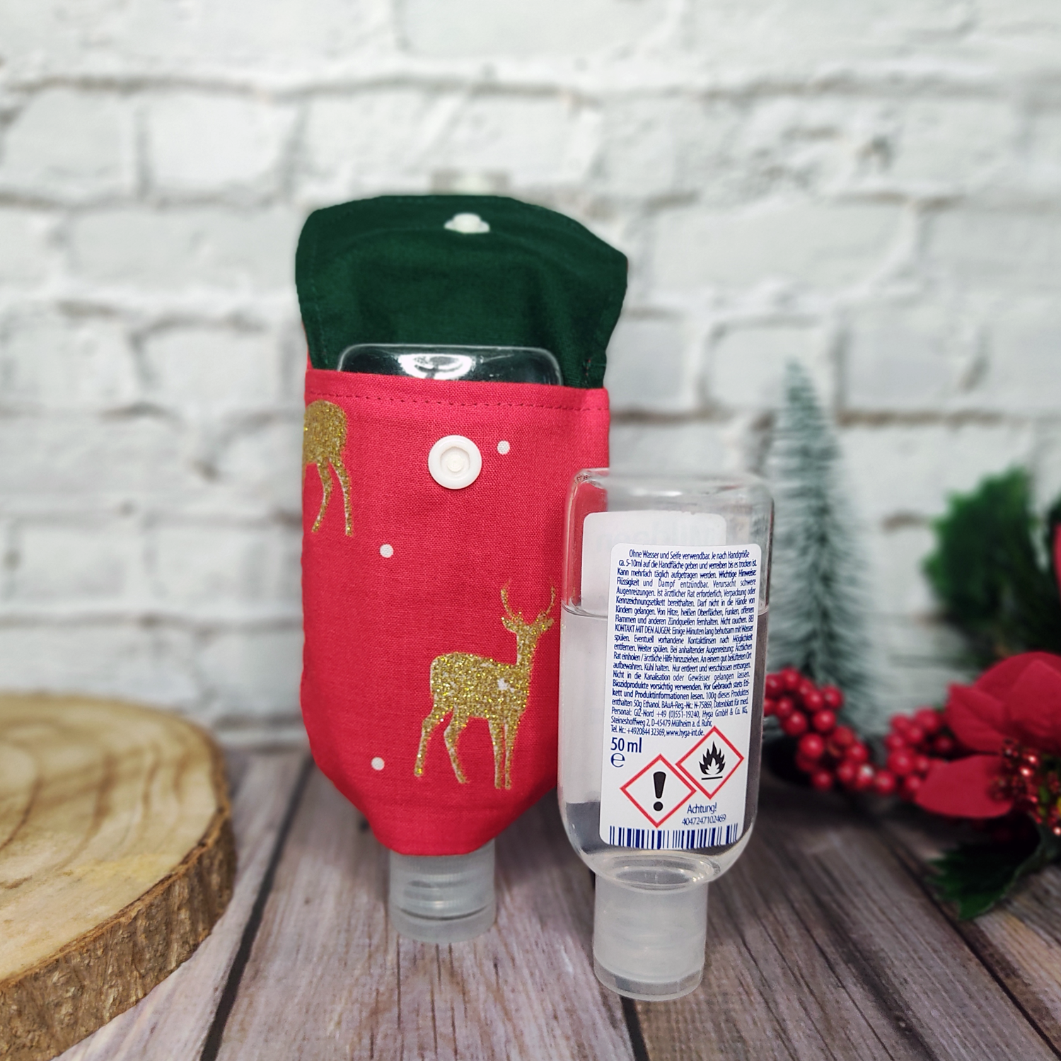 X-Mas Desinfektionsmittel Tasche | Gold-Hirsch – Bild 4