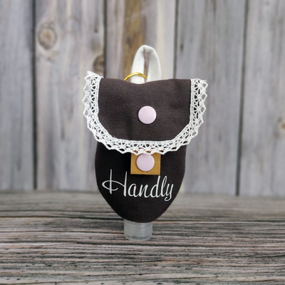 Handgel- / Desinfektionsmittel-Tasche | Handly - Anthrazit mit Spitze