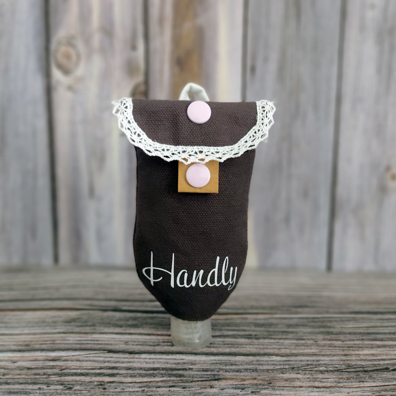 Handgel- / Desinfektionsmittel-Tasche | Handly - Anthrazit mit Spitze – Bild 2