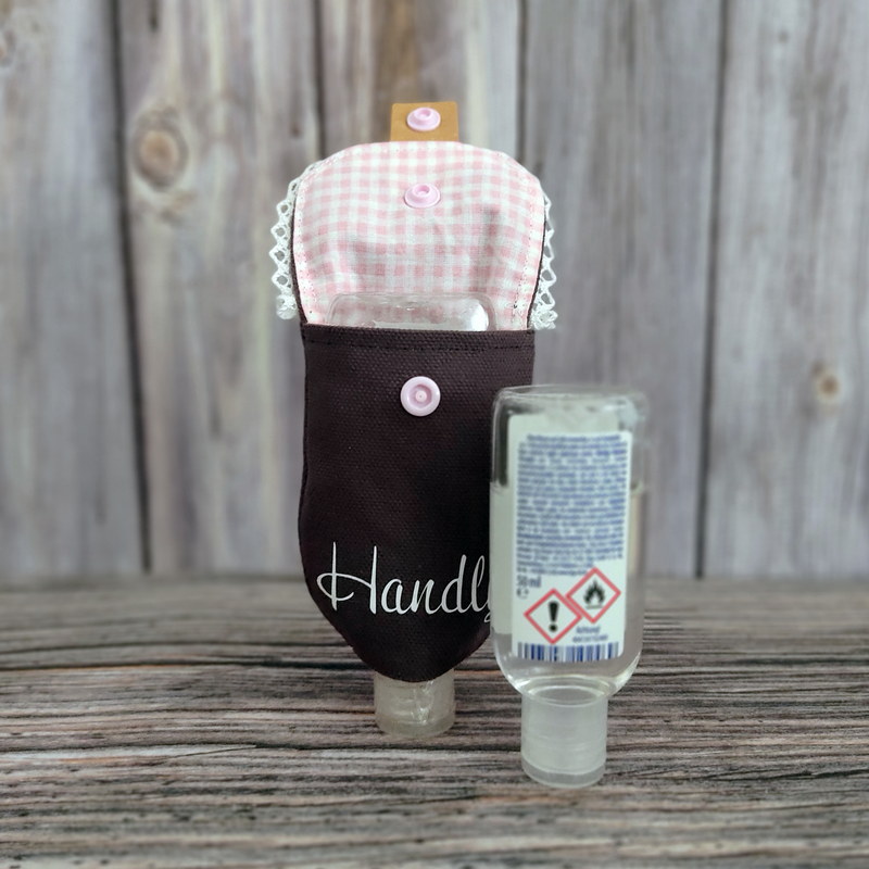 Handgel- / Desinfektionsmittel-Tasche | Handly - Anthrazit mit Spitze – Bild 3