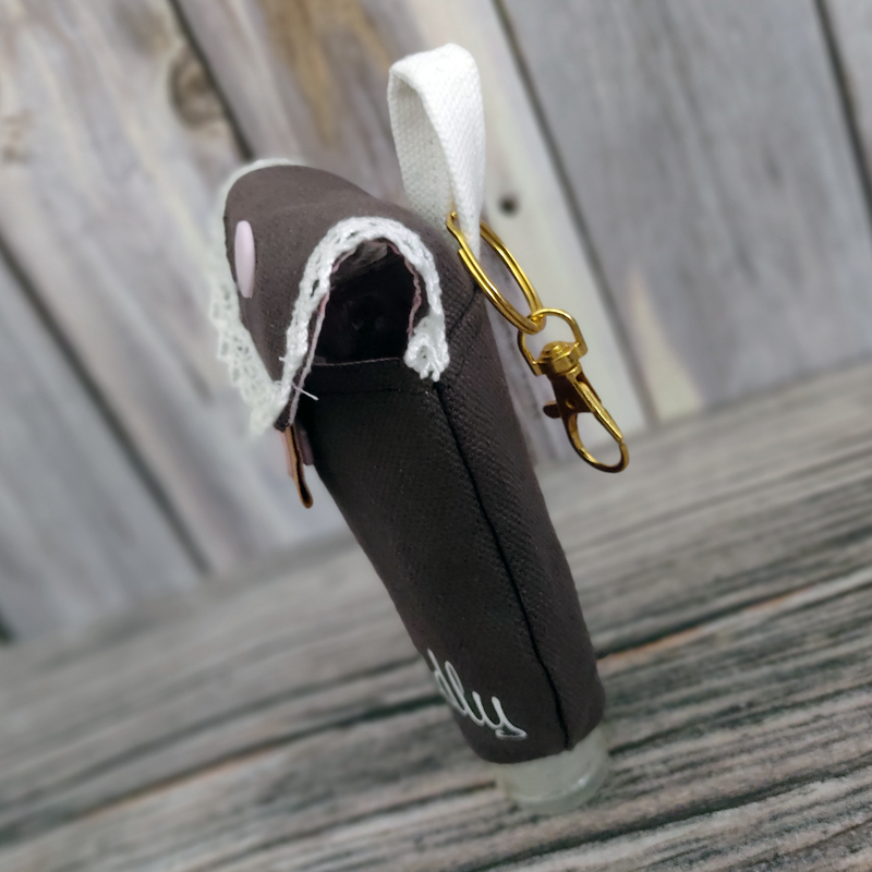 Handgel- / Desinfektionsmittel-Tasche | Handly - Anthrazit mit Spitze – Bild 4