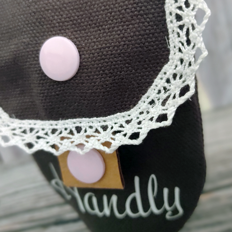 Handgel- / Desinfektionsmittel-Tasche | Handly - Anthrazit mit Spitze – Bild 7