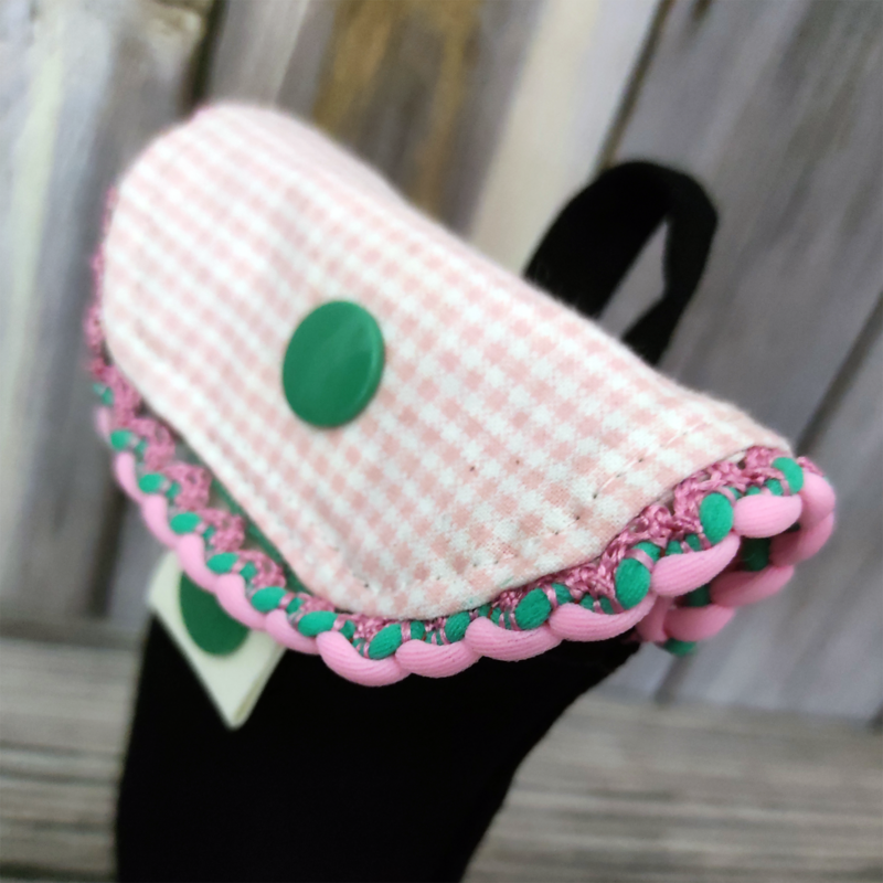 Handgel- / Desinfektionsmittel-Tasche | Josi – schwarz/rosa kariert mit Flechtborte – Bild 4