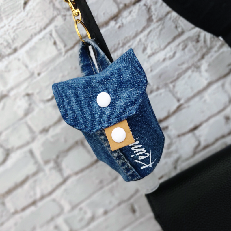 Handgel- / Desinfektionsmittel-Tasche | Keimkiller - bluejeans/white – Bild 8