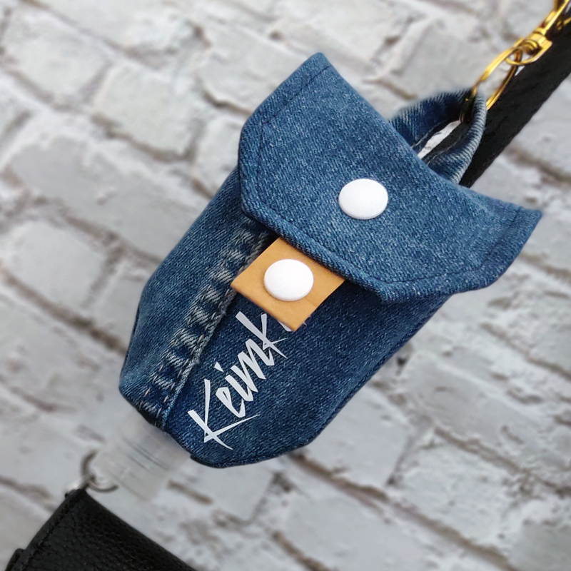 Handgel- / Desinfektionsmittel-Tasche | Keimkiller - bluejeans/white – Bild 9