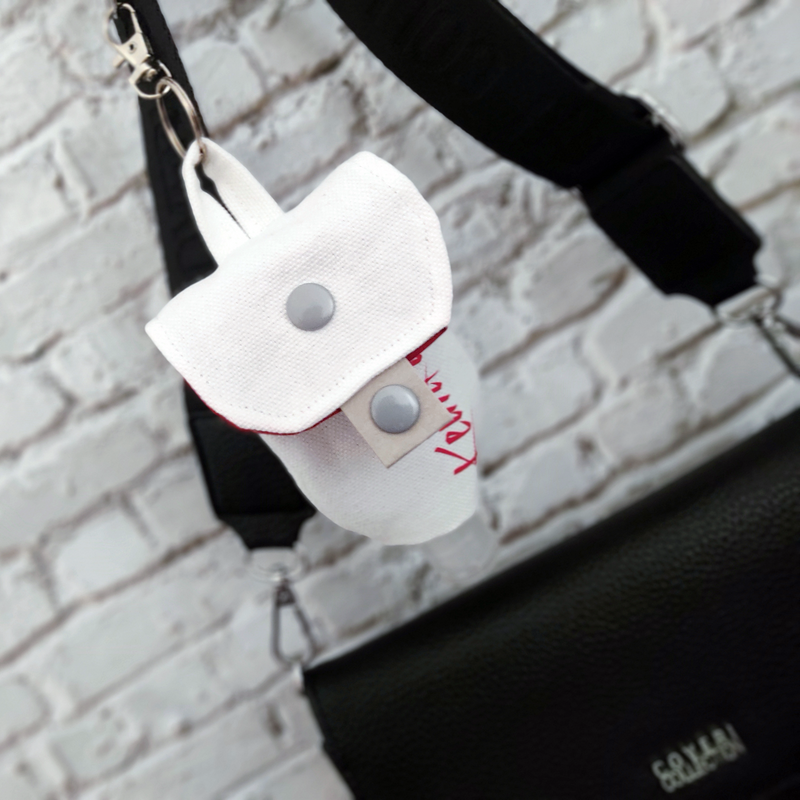 Handgel- / Desinfektionsmittel-Tasche | Keimkiller - weiß/dunkelrot – Bild 8