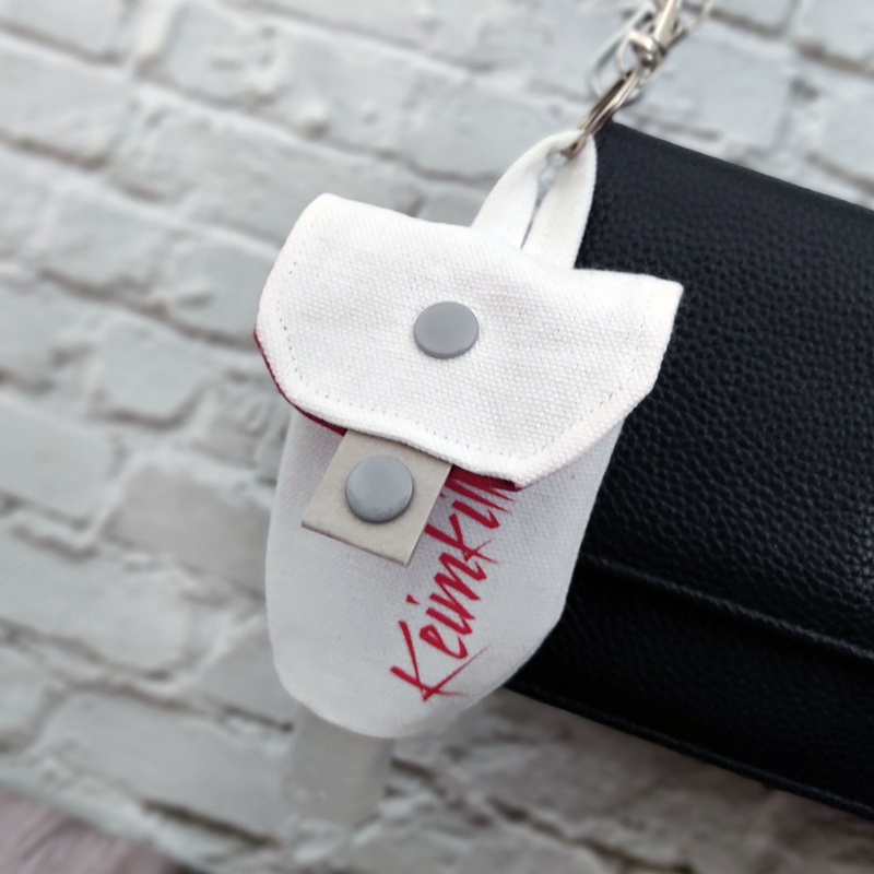 Handgel- / Desinfektionsmittel-Tasche | Keimkiller - weiß/dunkelrot – Bild 9