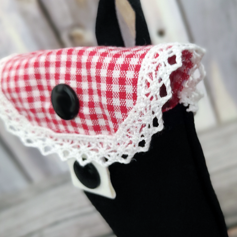 Handgel- / Desinfektionsmittel-Tasche | Susi - Karo-Look mit Spitze – Bild 5